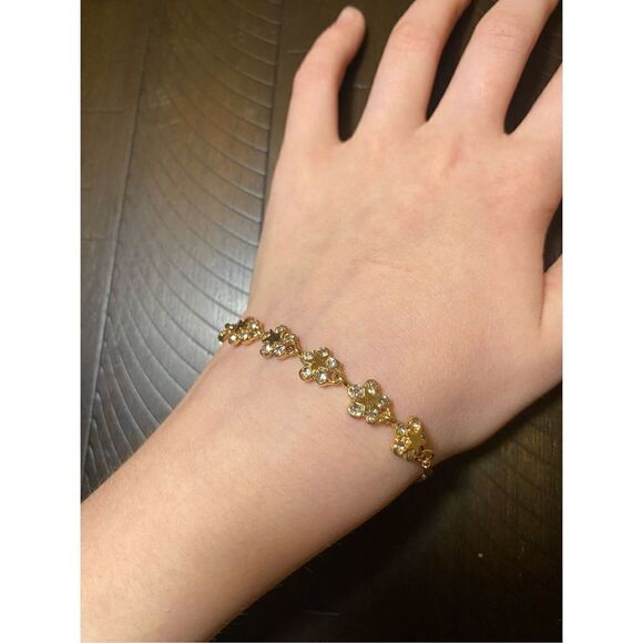 Gold Flower Adjustable Bracelet Jewelry Small - Picture 4 of 5